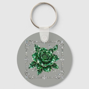 Royal Emerald Crystal Flower collection Keychain