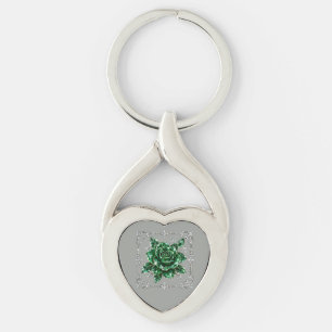 Royal Emerald Crystal Flower collection Keychain