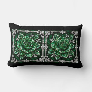 Royal Emerald Crystal Flower collection Lumbar Pillow