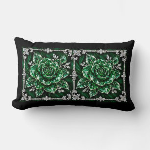 Royal Emerald Crystal Flower collection Lumbar Pillow