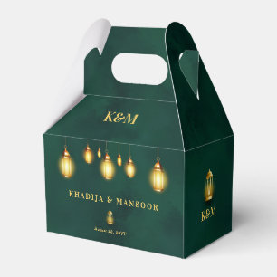 Royal Emerald Green Gold Lights Wedding Thank You Favor Box