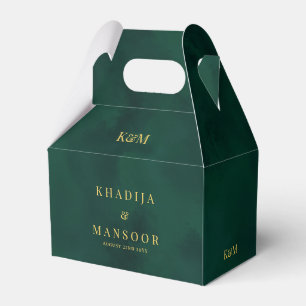 Royal Emerald Green Monogram Wedding Thank You Favor Box