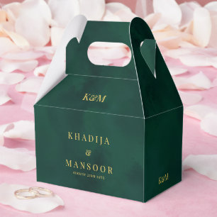 Royal Emerald Green Monogram Wedding Thank You Favor Box