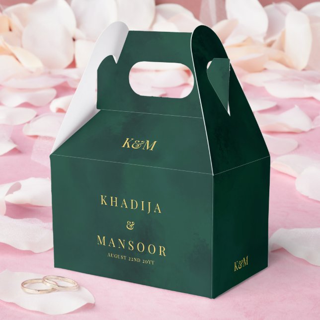 Royal Emerald Green Monogram Wedding Thank You Favor Box (Wedding)