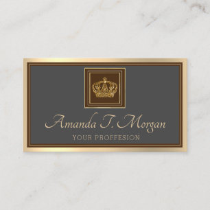 Royal Event Wedding Golden Crown Framed Grey VIP Business Card