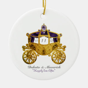 Royal Fairytale Coach Stickers Ceramic Ornament