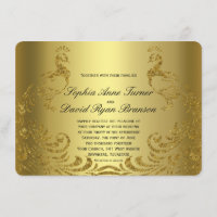 Royal Faux Gold Abstract Peacock Wedding Invite