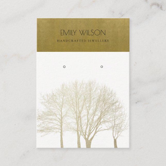 ROYAL FAUX GOLD FALL TREE FOLIAGE EARRING DISPLAY BUSINESS CARD (Front)