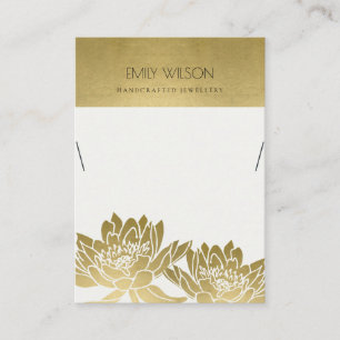 ROYAL FAUX GOLD LOTUS FLOWER NECKLACE DISPLAY BUSINESS CARD