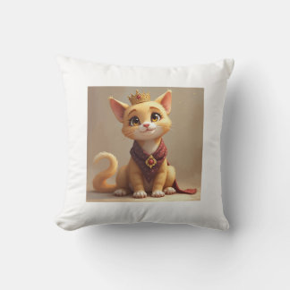 “Royal Feline Throne: The Majestic Cat Cushion” Throw Pillow