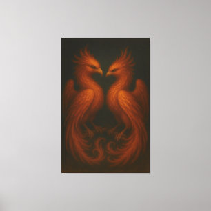 Royal Fire Phoenix Pair – Luxury Canvas Art