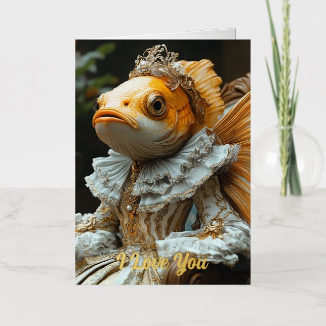 Royal Fish Birthday Folded Foil Greeting Card (Front)