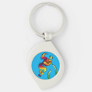 Royal Fish with a Golden Crown Keychain