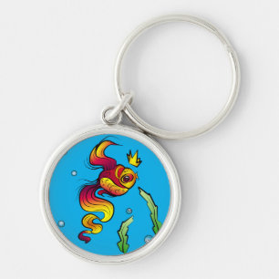 Royal Fish with a Golden Crown Keychain