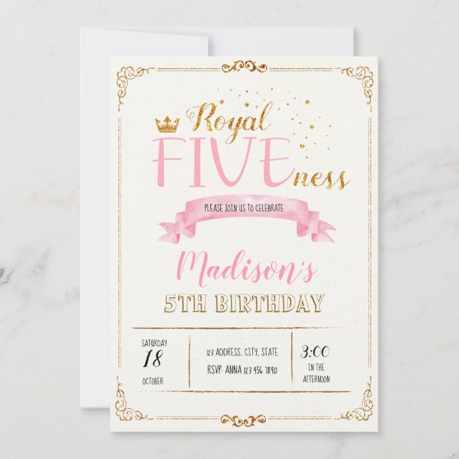 Royal fiveness birthday invitation (Front)