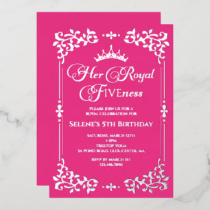 Royal Fiveness Princes 5th Birthday Foil Invitatio