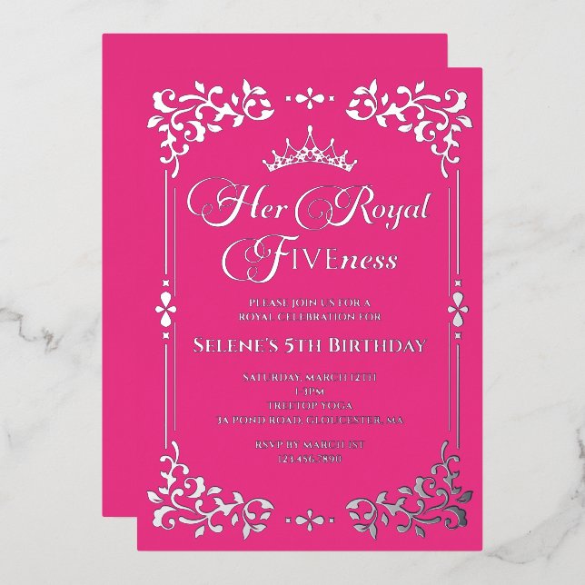 Royal Fiveness Princes 5th Birthday Foil Invitatio (Front/Back)