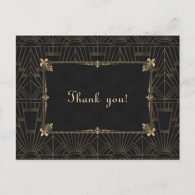 Royal Fleur-de-Lis Art Deco 1920 Wedding Thank You Postcard (Front)