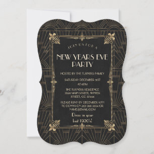 Royal Fleur-de-Lis Art Deco 1920s New Year Party Invitation