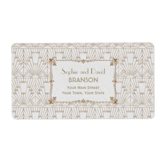 Royal Fleur-de-Lis Art Deco Gold White 20s Wedding (Front)