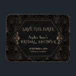 Royal Fleur-de-lis Gold Great Gatsby Bridal Shower Magnet<br><div class="desc">Royal, Romantic, Vintage card design featuring a Great Gatsby art deco style, a Roaring 1920's old Hollywood, with faux gold foil Fleur-de-lis overlay, divider and gorgeous fonts, on a black textured pattern background. Use Personalize tool to add your information. For more, visit please, my Charming Great Gatsby Art Deco Collection....</div>