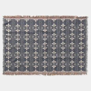 Royal fleur-de-lis navy pattern. throw blanket