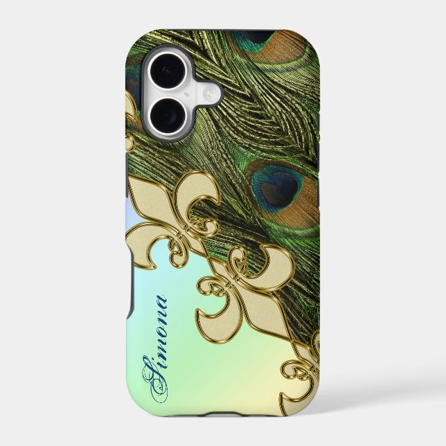 Royal Fleur-de-lis Peacock iPhone 7 Plus Monogram (Back)
