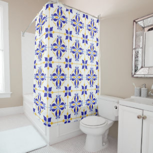 Royal Fleur Elegant Blue and Gold Botanical Mosaic