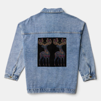 Royal floral cosmic Deer Denim Jacket