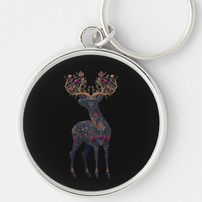 Royal floral cosmic Deer  Keychain (Front)