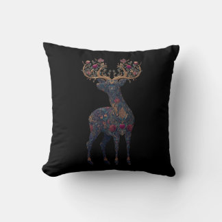 Royal floral cosmic Deer Throw Pillow