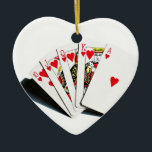 Royal Flush Hearts Ceramic Ornament<br><div class="desc">Royal Flush Hearts</div>