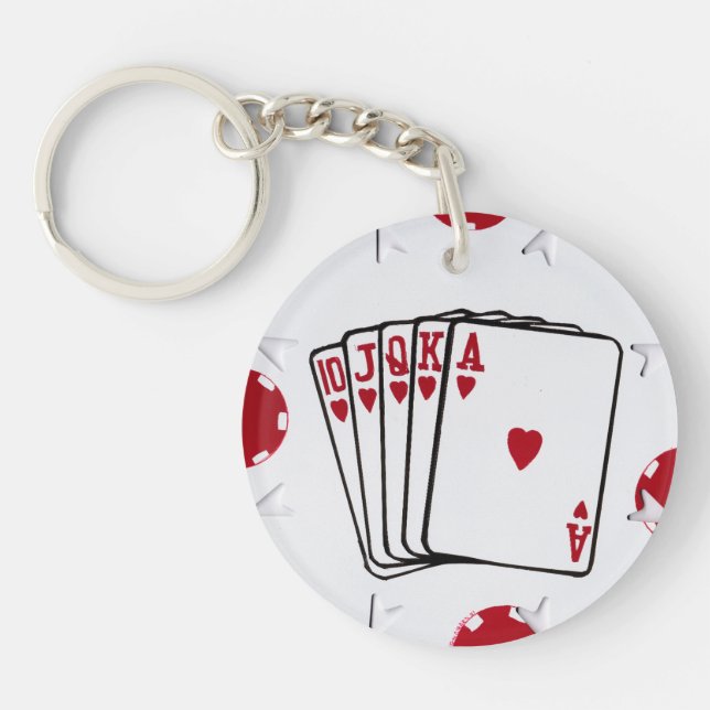 Royal Flush in Hearts Keychain (Front)