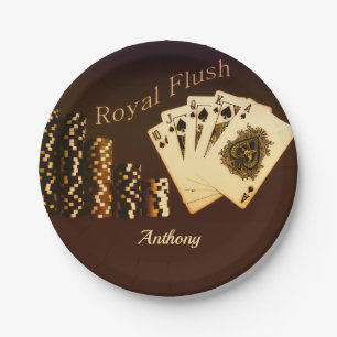 Royal Flush Poker Themed Personalized Paper Plates