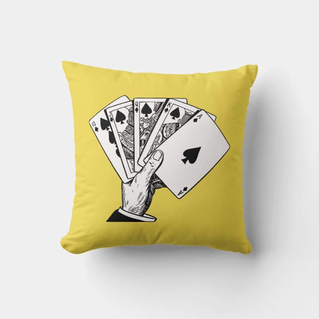 Royal Flush Vintage Illustration Coussins (Recto)