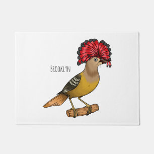 Royal flycatcher bird cartoon illustration doormat