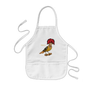Royal flycatcher bird cartoon illustration kids apron