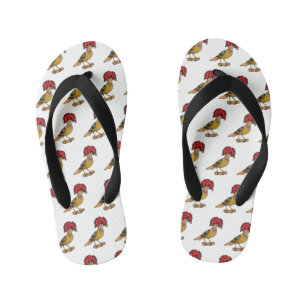 Royal flycatcher bird cartoon illustration kid's flip flops