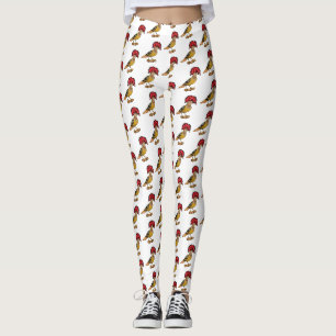 Royal flycatcher bird cartoon illustration leggings