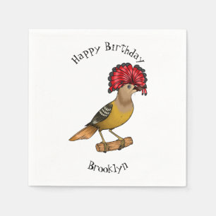 Royal flycatcher bird cartoon illustration  napkin
