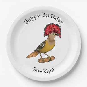 Royal flycatcher bird cartoon illustration paper plate