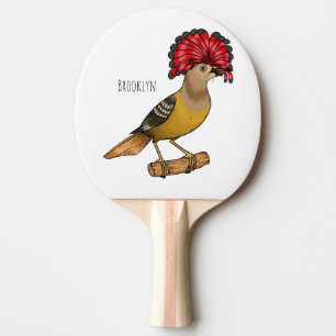 Royal flycatcher bird cartoon illustration ping pong paddle