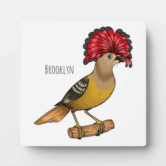 Royal flycatcher bird cartoon illustration plaque (Front)
