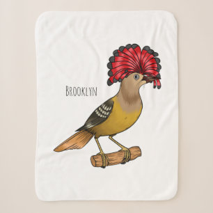Royal flycatcher bird cartoon illustration sherpa blanket