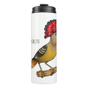 Royal flycatcher bird cartoon illustration  thermal tumbler