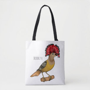 Royal flycatcher bird cartoon illustration tote bag