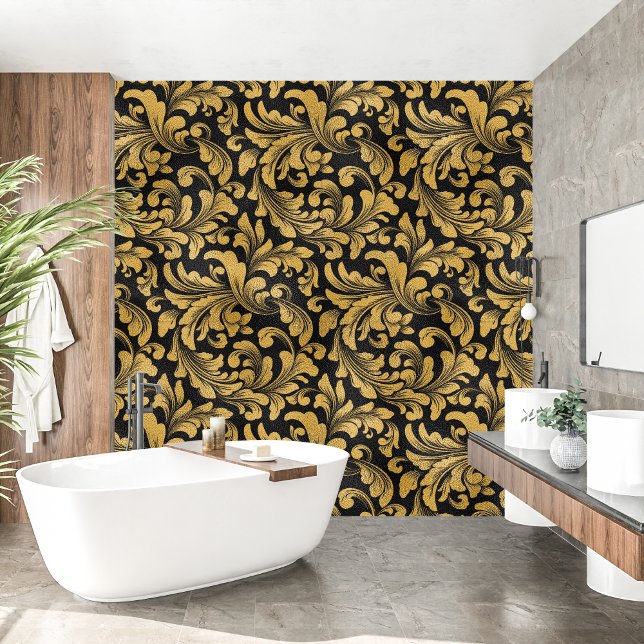 Royal French black and golden Floral  Wallpaper (Royal French black and golden Floral Wallpaper )