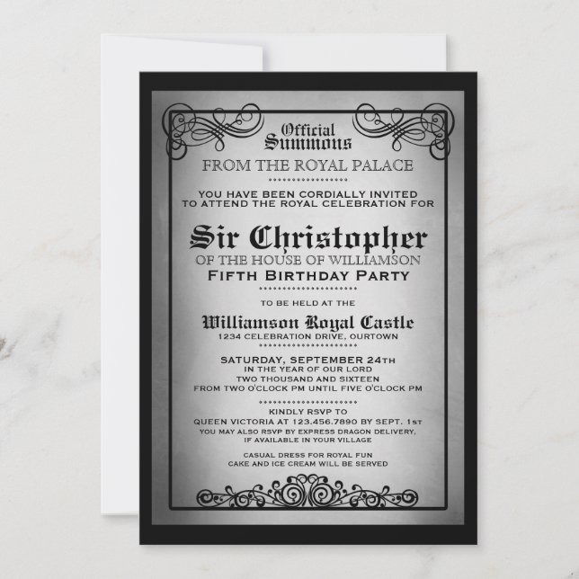 Royal Gala Birthday Party Invitations (Front)