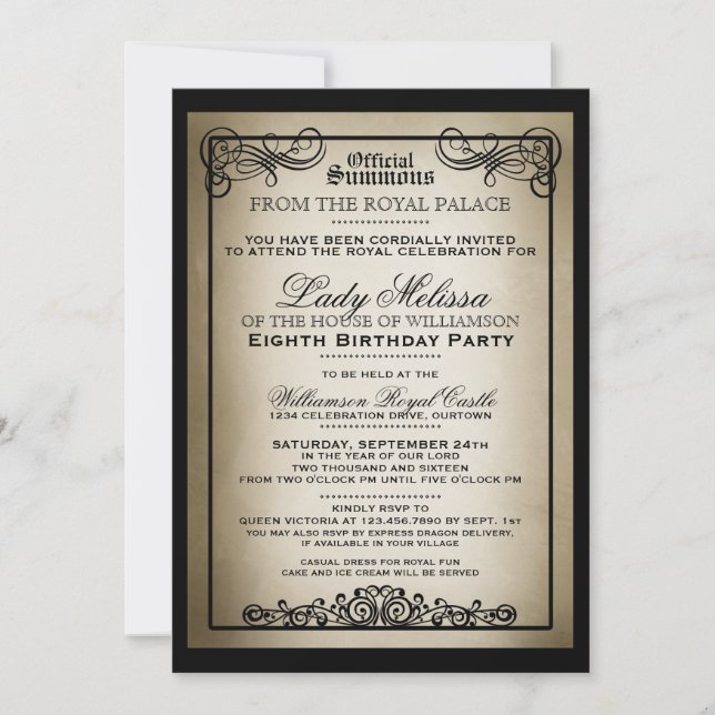 Royal Gala Birthday Party Invitations (Front)