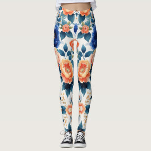 Royal Garden Glow Floral Design Leggings